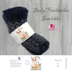 6 Baby - Sockenbanderolen: Lieblingssocken - Hirsch - lila  - personalisierbar | mit transparente Klebepunkte (Kopie id: 100312369) - Handarbeit kaufen