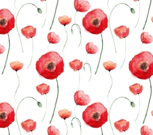 Wandbordüre Mohnblumen - Watercolor - 20 cm Höhe | Vlies Bordüre im Landhausstil - Handarbeit kaufen