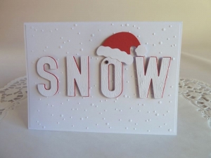 Weihnachtskarte, Klappkarte in weiß/rot mit Nikolausmütze - Handarbeit kaufen