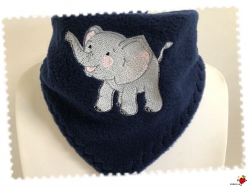 (#110) Fleece Halstuch für Kinder mit Stickmotiv Elefant  und Name