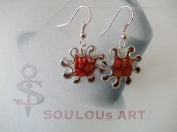 Ohrhänger ♥ Blüte Milleflori rot Nespresso - Kapsel Schmuck upcycling 4649.180712.083548_dscn1643