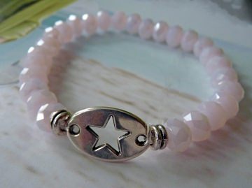 Hübsches Armband ★ GLASPERLEN ♥ LABEL STERN ★ rosa