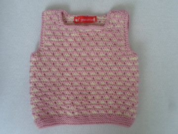 Gr.68/74 Babystrickpullunder rosa weiß in reiner Wolle - Handarbeit kaufen