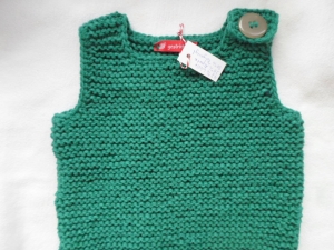 Gr. 110/116 Pullunder in der Farbe grün kraus rechts aus kuschelig weicher Wolle handgestrickt - Handarbeit kaufen