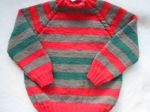 Gr.86/92 Kinderstreifenpullover aus reiner Wolle im Raglanstil handgestrickt - Handarbeit kaufen