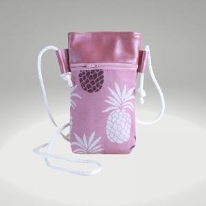 Handytaschetasche Stoff zum Umhängen, kleine Handy Umhängetasche, kleine Umhängetasche für Handy und Geld,rosa Ananas Motiv - Handarbeit kaufen