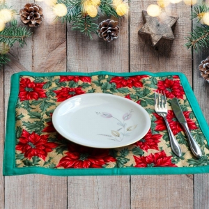Tischset Weihnachten/ Platzset Weihnachten/ Platzdeckchen/ Weihnachtsdeko Tisch/ Wichtelgeschenke/ Tischset grün/ Gold / Weihnachtsstern