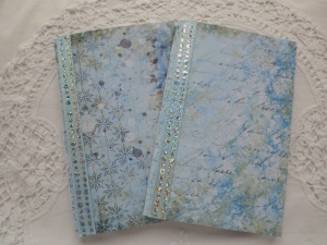 2 Notizhefte Deckblätter in blau - Blumen und Script   - von Patchwerk 