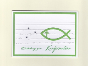 Einladung Einladungskarte zur Kommunion Konfirmation Taufe Firmung  grün