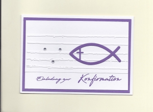 Einladung Einladungskarte zur Kommunion Konfirmation Taufe Firmung  lila