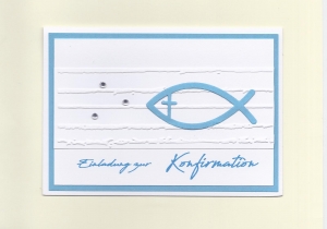 Einladung Einladungskarte zur Kommunion Konfirmation Taufe Firmung  hellblau
