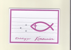 Einladung Einladungskarte zur Kommunion Konfirmation Taufe Firmung  pink