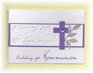 Einladung Einladungskarte zur Kommunion Konfirmation Taufe Firmung lila