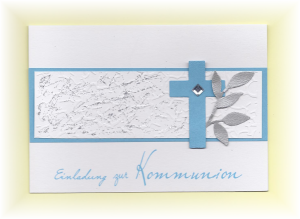 Einladung Einladungskarte zur Kommunion Konfirmation Taufe Firmung hellblau