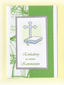 Einladung Einladungskarte zur Kommunion Konfirmation Firmung Taufe grün