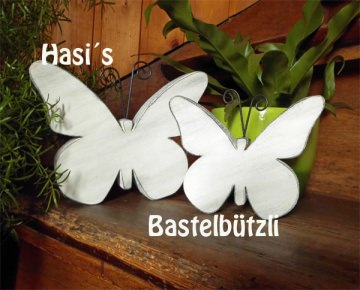  ♡ Weiße Schmetterlinge ♡ aus Holz, im Shabby-Chic