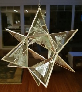 12-Zackiger Stern aus Facettenglas klar sehr gross 