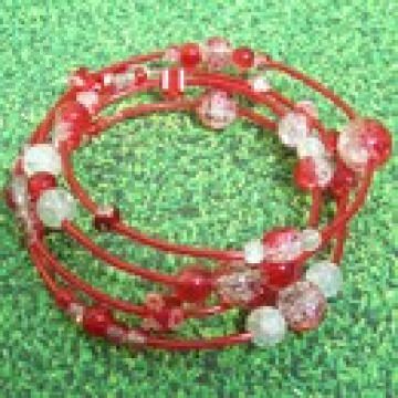 Armreif, romantisches Spiralarmband rot-weiß