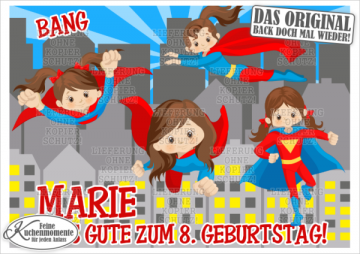 ♥ Tortenaufleger Tortenbilder Geburtstag / Superhelden für Mädchen (Dekorpapier PLUS)