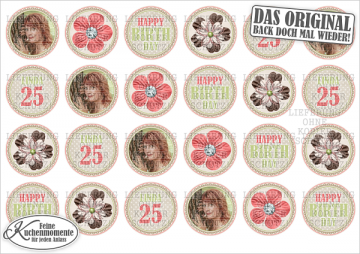 ♥ 24x Muffinaufleger Cupcake-Aufleger Tortenaufleger Geburtstag Blumen (Fondantpapier)