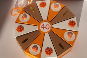 7 Geldgeschenk,  Geburtstag ,Geldgeschenkverpackung aus 300g Tonpapier zum 40. Geburtstag 
