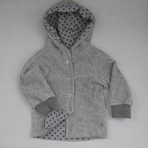 Cordjacke mit Kapuze grau melange Baby Kind von zimtbienchen Gr. 56 - 110 - Handarbeit kaufen