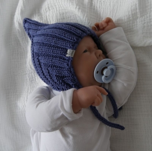  ZWERGLEIN Pixiemütze very peri Babymütze zum Binden handgestrickt von zimtbienchen ab 36cm KU handgestrickt   - Handarbeit kaufen