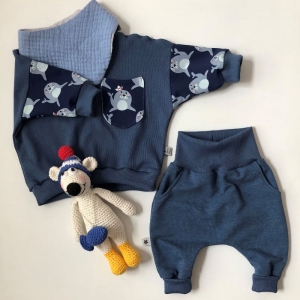 Babyset ROBBE 2-teilig  Gr.56 Oversize  Sweater und  Pumphose für Baby zimtbienchen     - Handarbeit kaufen
