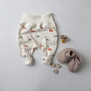 Baby Kleinkind Hose DINO Rippstrick Jersey Mitwachshöschen zimtbienchen   - Handarbeit kaufen