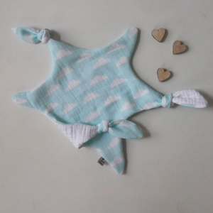 STERNCHEN WOLKE Schmusetuch hellblau aus Musselin Schmusetuch fürs Baby Kind  zimtbienchen    - Handarbeit kaufen