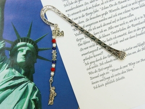 Lesezeichen USA Freiheitsstatue Sterne Metall  - Handarbeit kaufen