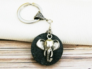 Schlüsselanhänger Elefant Lava schwarz  - Handarbeit kaufen