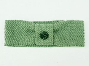 Stirnband Haarband grün lindgrün ohne Wolle handgestrickt Perlmuster mit  Knopf  - Handarbeit kaufen