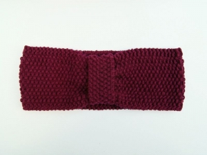 Stirnband Haarband mit Perlmuster und Band handgestrickt in Weinrot ohne Wolle Turban-Style Turbanhaarband - Handarbeit kaufen
