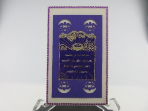 Oster- Grußkarte, lila, mit Spruch - Handarbeit kaufen