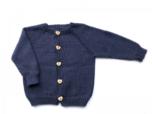 Verkauft - Handgestrickte dunkelblaue Jacke aus weichem Baumwollgarn - schnell überziehen, wenn es kühl ist - Größe 74-80  