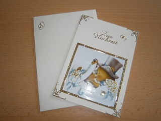 Grußkarte Klappkarte Zur Hochzeit mit 3DMotiv hellgelb mit Umschlag