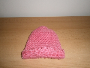 Mütze gehäkelt pink schönes Häkelmuster für Teddys/Puppen