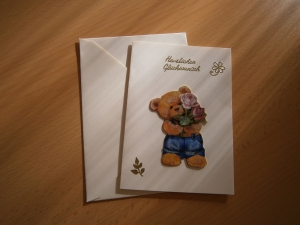 Grußkarte Klappkarte 3DKarte mit Umschlag Teddymotiv