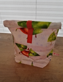 Rolltasche - Lunchbag - Kulturtasche außen Weihnachtsmotiv hell , innen abwaschbar    - Handarbeit kaufen