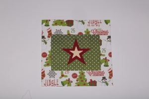 Grußkarte zu Weihnachten in Creme, Grün und Weinrot mit Stern
