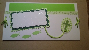Einladungskarte zur Konfirmation in Weiß, Grün mit Einsteckfach, handgemacht im Scrapbookstyle