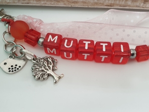 Mutti Schlüsselanhänger handgefertigt Buchstabenperlen Vogel Baum Geschenk Danke Mama Mutter Geburtstag Weihnachten - Handarbeit kaufen