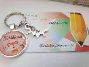 Einschulungsgeschenk Mädchen personalisierbar Fuchs Schlüsselanhänger Glücksbringer 1.Schultag Geschenk Schulanfang Schulstart  