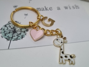 Giraffe Schlüsselanhänger personalisierbar mit Herz Geschenk Frauen Freundin Mädchen Tochter Schuleinführung Kindergeburtstag