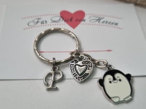 Pinguin Schlüsselanhänger personalisiert mit Herz Geschenk Frauen Freundin Mädchen Tochter Geschenkset  - Handarbeit kaufen