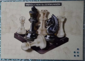 Selbstgestaltete Glückwunschkarte zu einem beliebigen Anlass, für jemanden, der gerne Schach spielt - Handarbeit kaufen