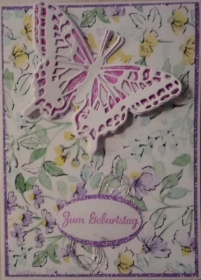 Selbstgestaltete Karte mit großem Schmetterling - Handarbeit kaufen