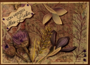 Selbstgestaltete Karte aus hübschem, floralen Designerpapier - Handarbeit kaufen
