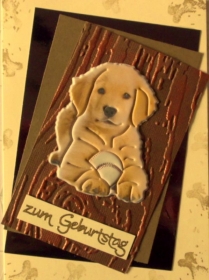 Selbstgestaltete Geburtstagskarte für einen Hundeliebhaber - Handarbeit kaufen